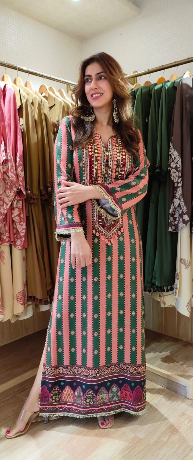 Sonam Kapoor Inspired Pure Crepe Designer Printed Kaftan Dress