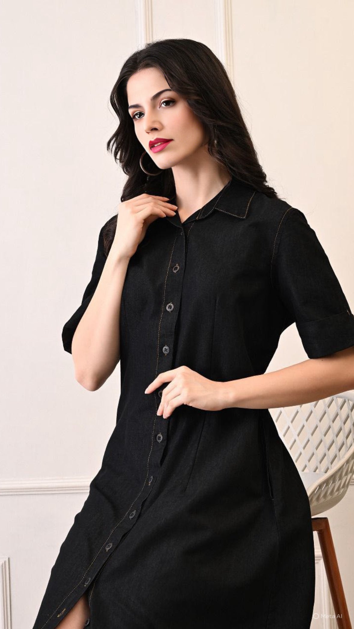 Designer Soft Denim Long Maxi Button Down Dress (Copy)
