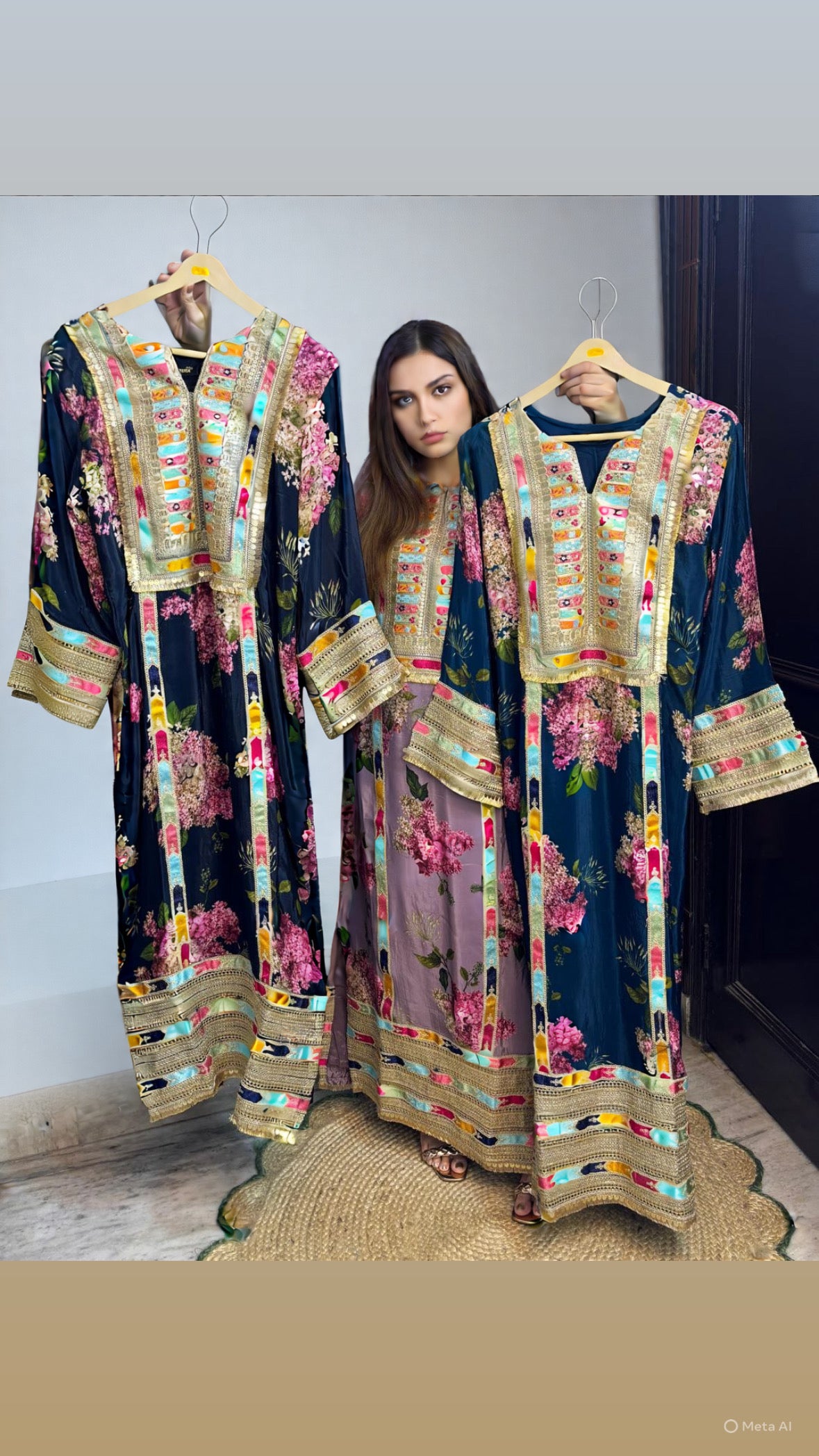 Kareena Kapoor Inspired Pure Crepe Designer Printed Kaftan Dress