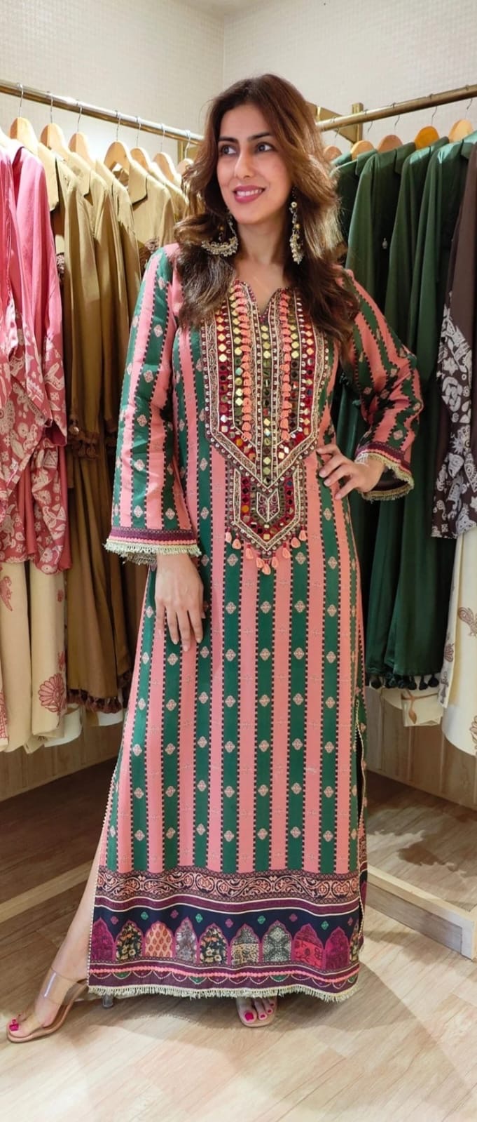 Sonam Kapoor Inspired Pure Crepe Designer Printed Kaftan Dress