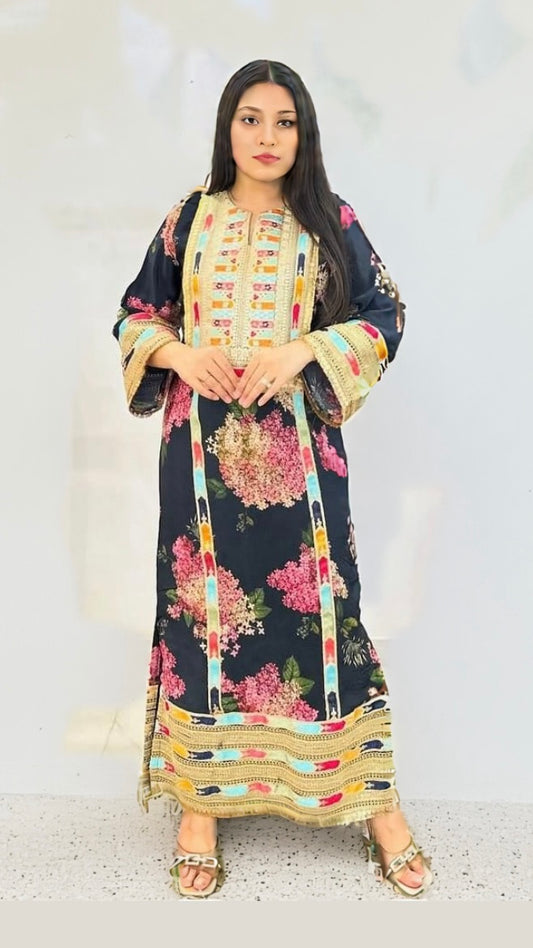 Kareena Kapoor Inspired Pure Crepe Designer Printed Kaftan Dress