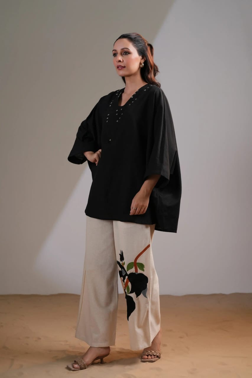 Designer Trendy Loose Fit Co-ord Set With Digital Print and Embroidered Flared Plazo