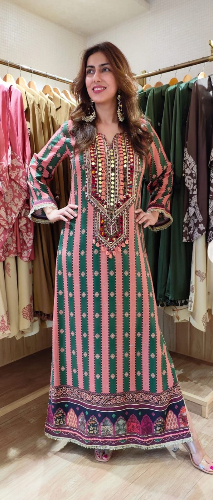 Sonam Kapoor Inspired Pure Crepe Designer Printed Kaftan Dress