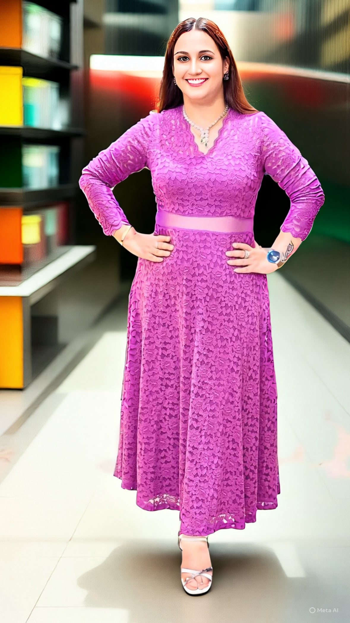 Imported Designer Power Net Stretchable Long Maxi Dress With Full Lining