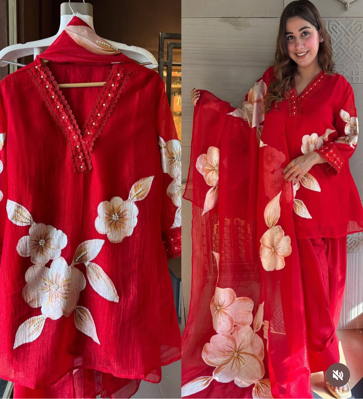 Designer Partywear Red Tissue Organza Kareena Kapoor Inspired Suit