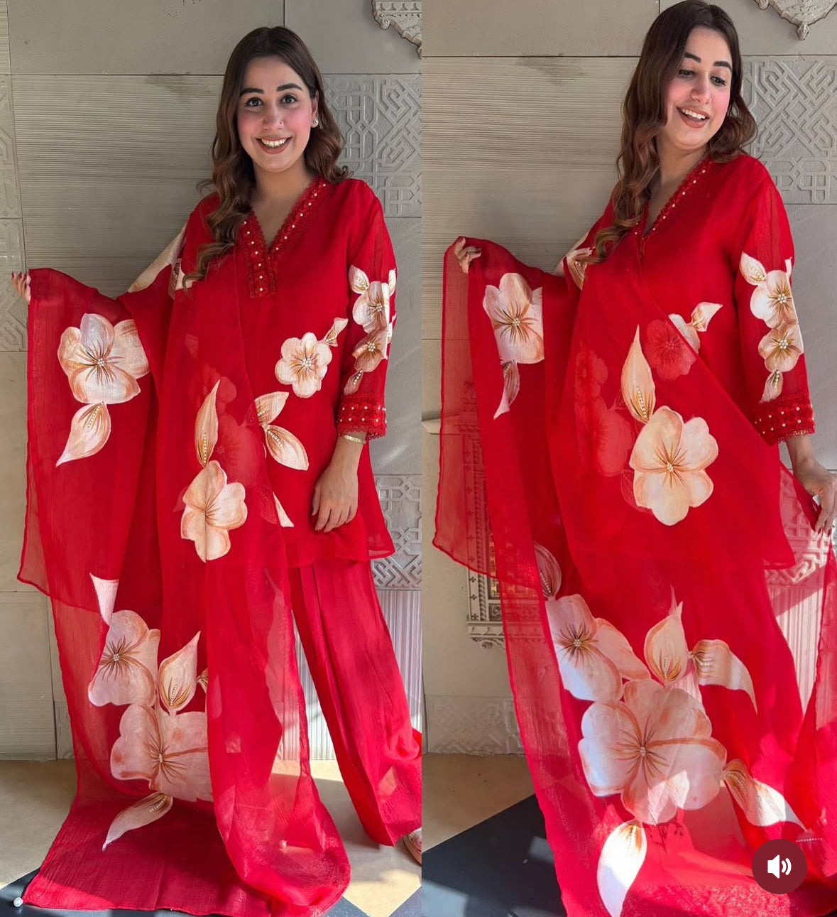 Designer Partywear Red Tissue Organza Kareena Kapoor Inspired Suit