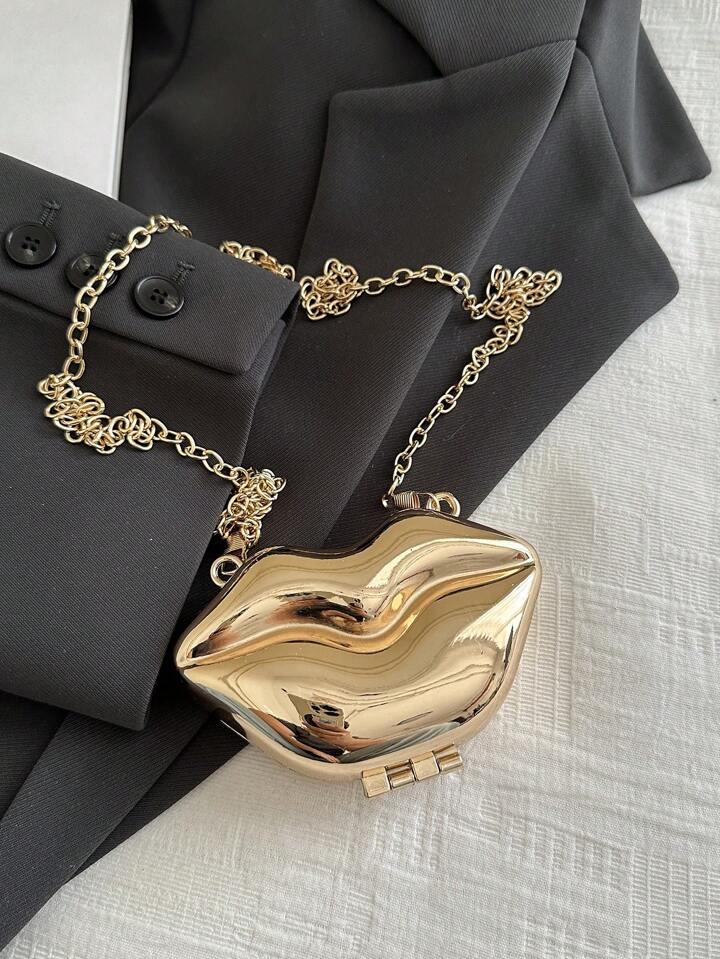 Designer Partywear Gold Zinc Alloy Metal Mini Pout Clutch Bag