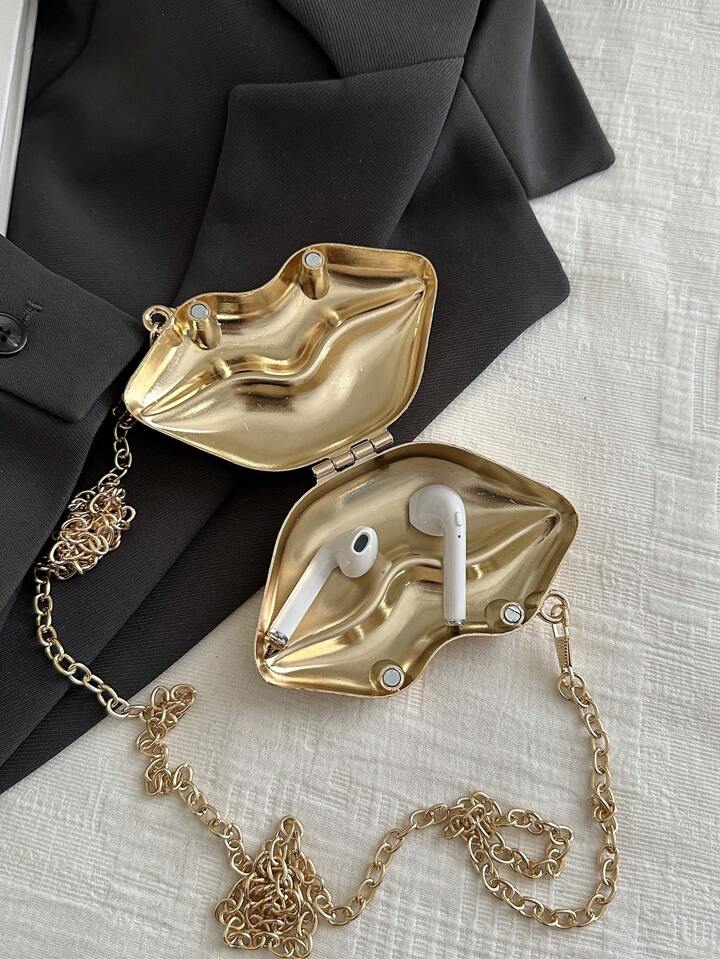 Designer Partywear Gold Zinc Alloy Metal Mini Pout Clutch Bag