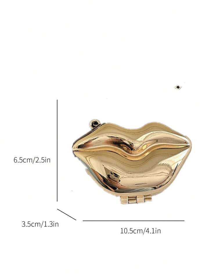 Designer Partywear Gold Zinc Alloy Metal Mini Pout Clutch Bag