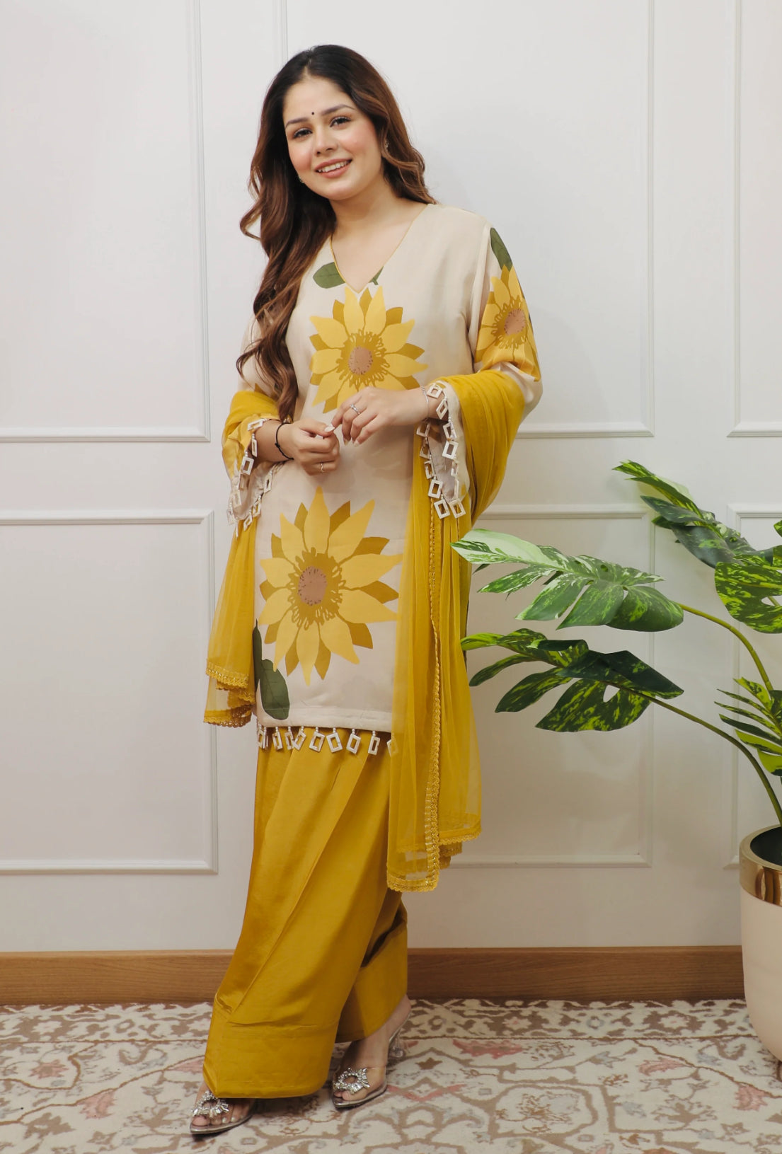 Designer Partywear Pure Crepe Farshi Salwar Suit