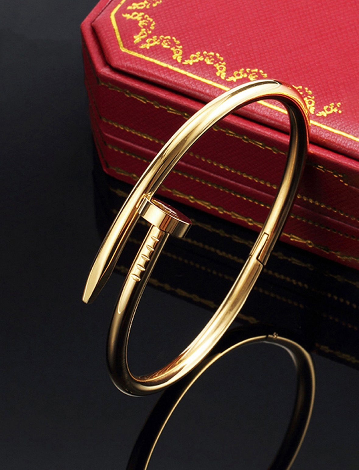 Anti-Tarnish 18K Gold Plated Carto Stainless Steel Nail Cuff Bracelet