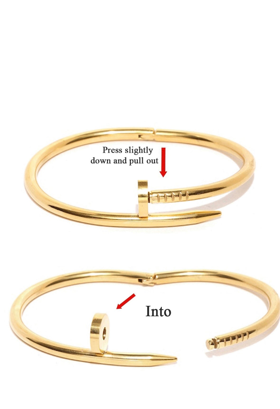 Anti-Tarnish 18K Gold Plated Carto Stainless Steel Nail Cuff Bracelet