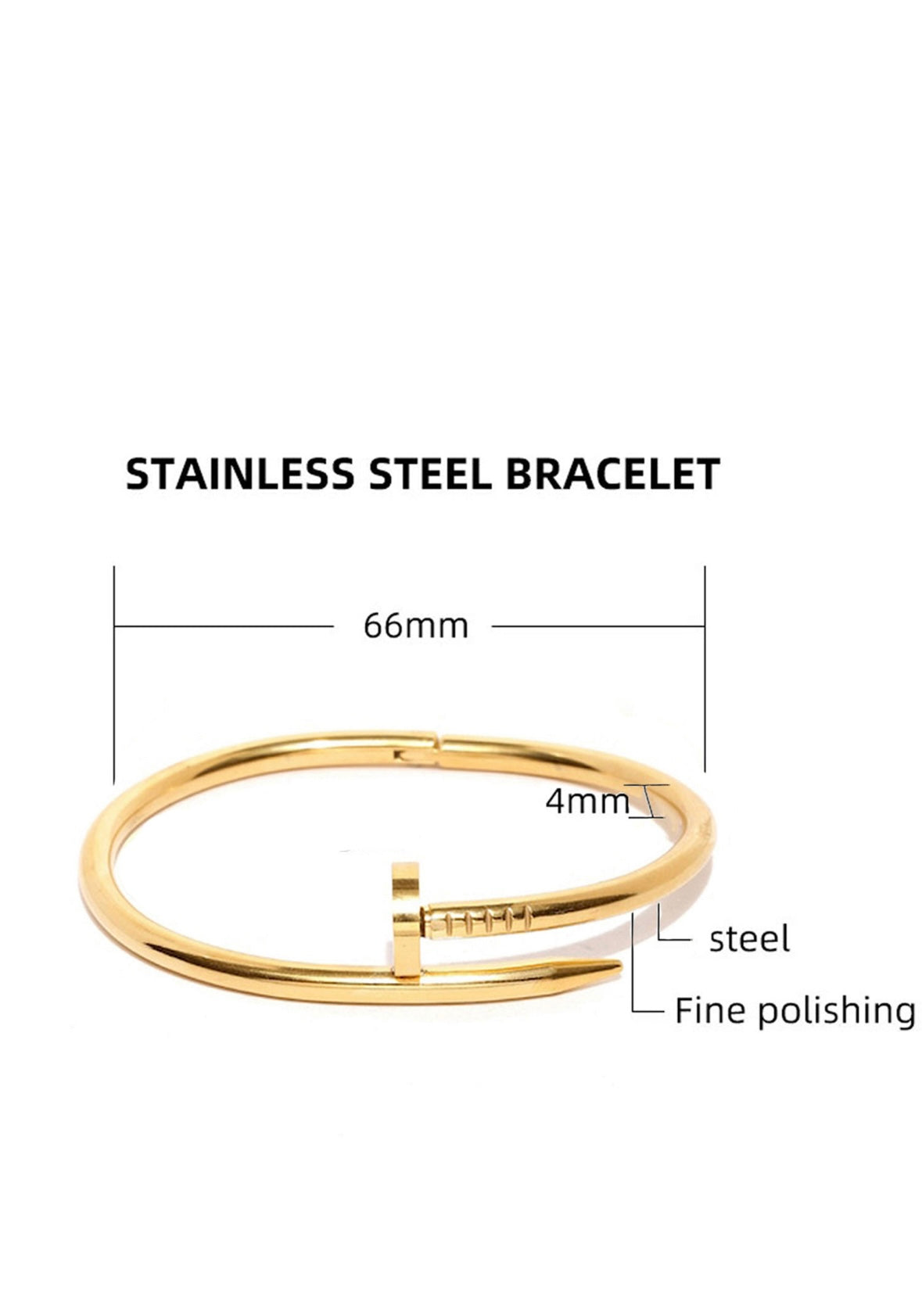 Anti-Tarnish 18K Gold Plated Carto Stainless Steel Nail Cuff Bracelet