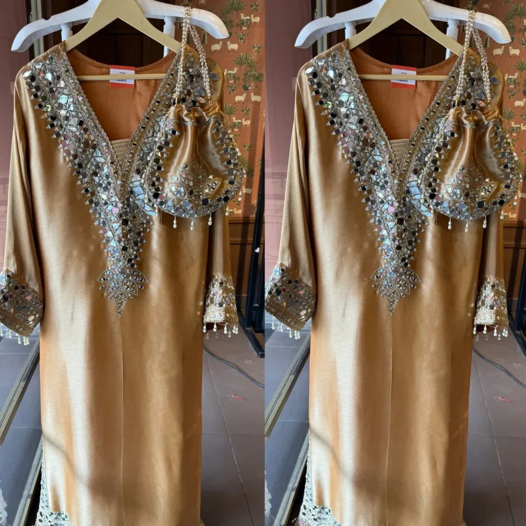 Designer Partywear Pakistani Jalabiya Kaftan Long Dress