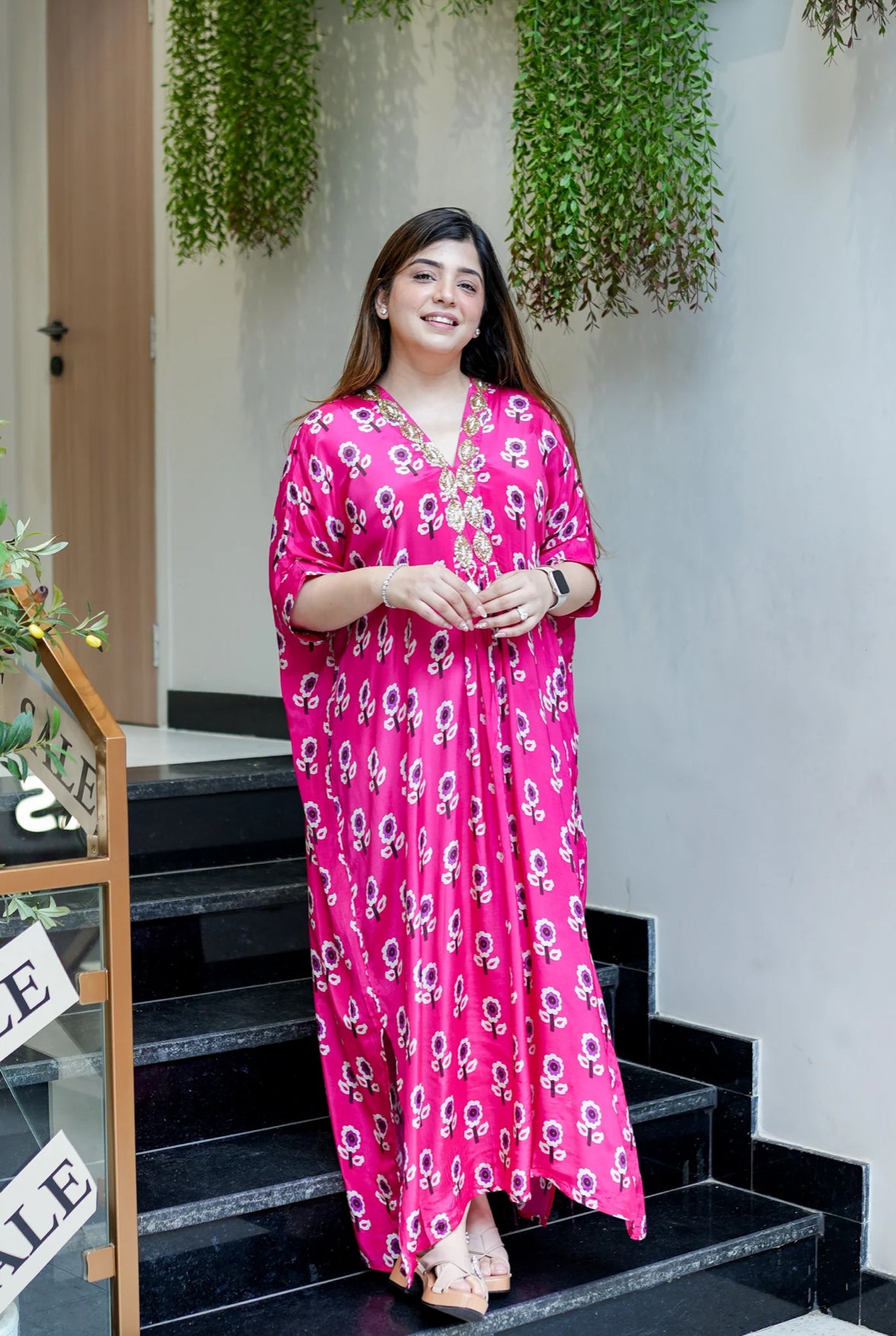 Pure Crepe Printed Designer Kaftan Style Gown