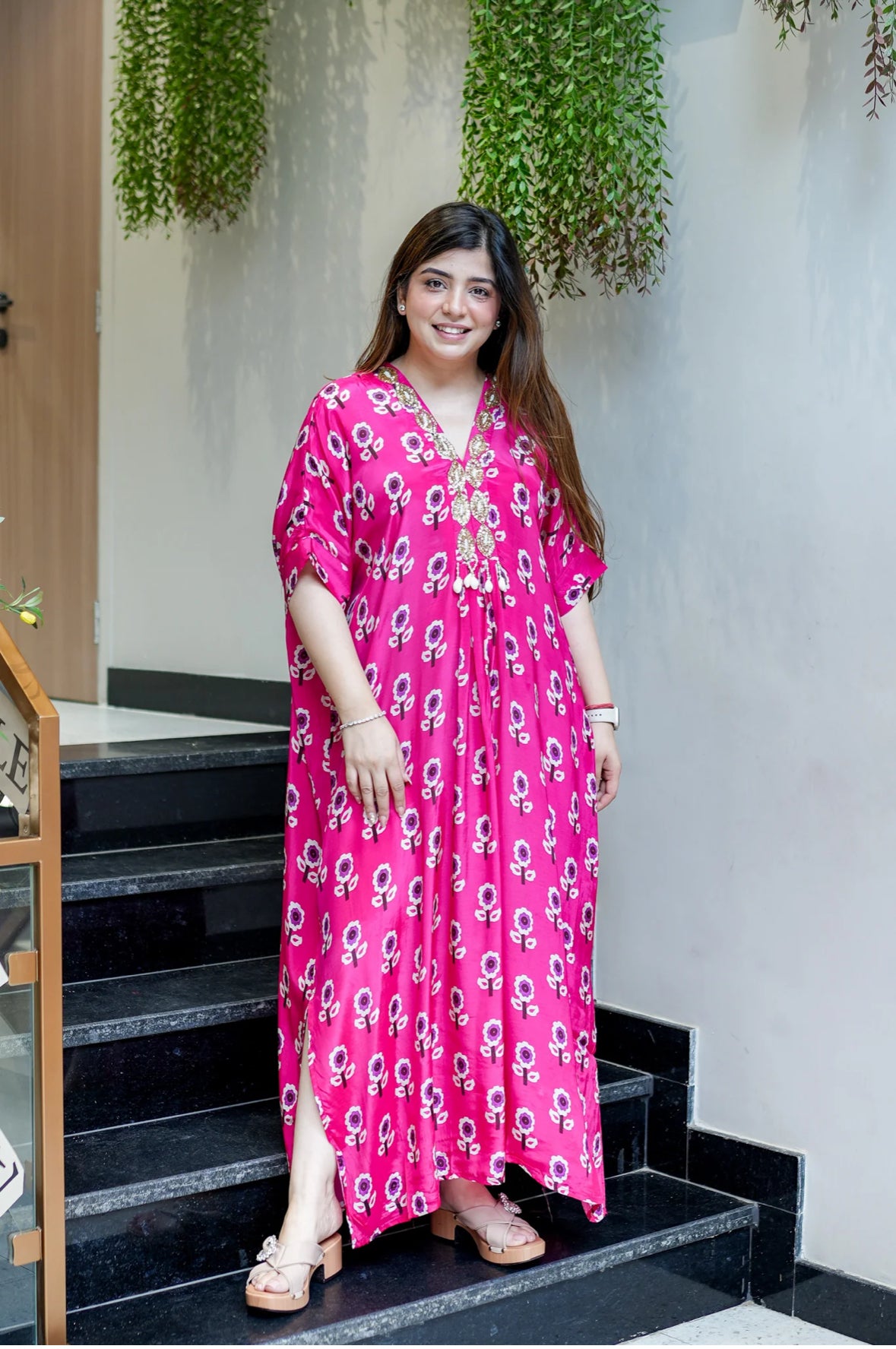 Pure Crepe Printed Designer Kaftan Style Gown