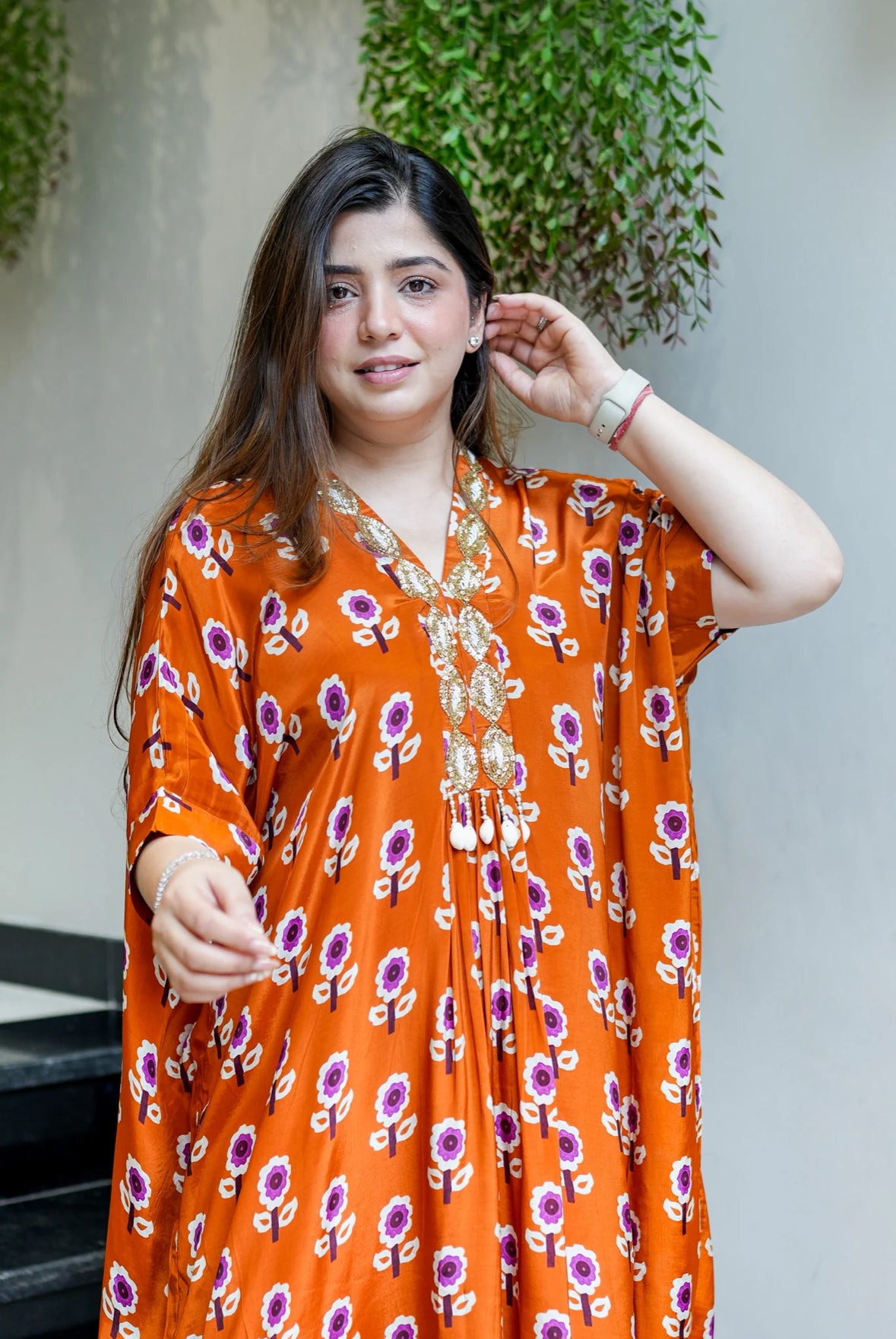 Pure Crepe Printed Designer Kaftan Style Gown