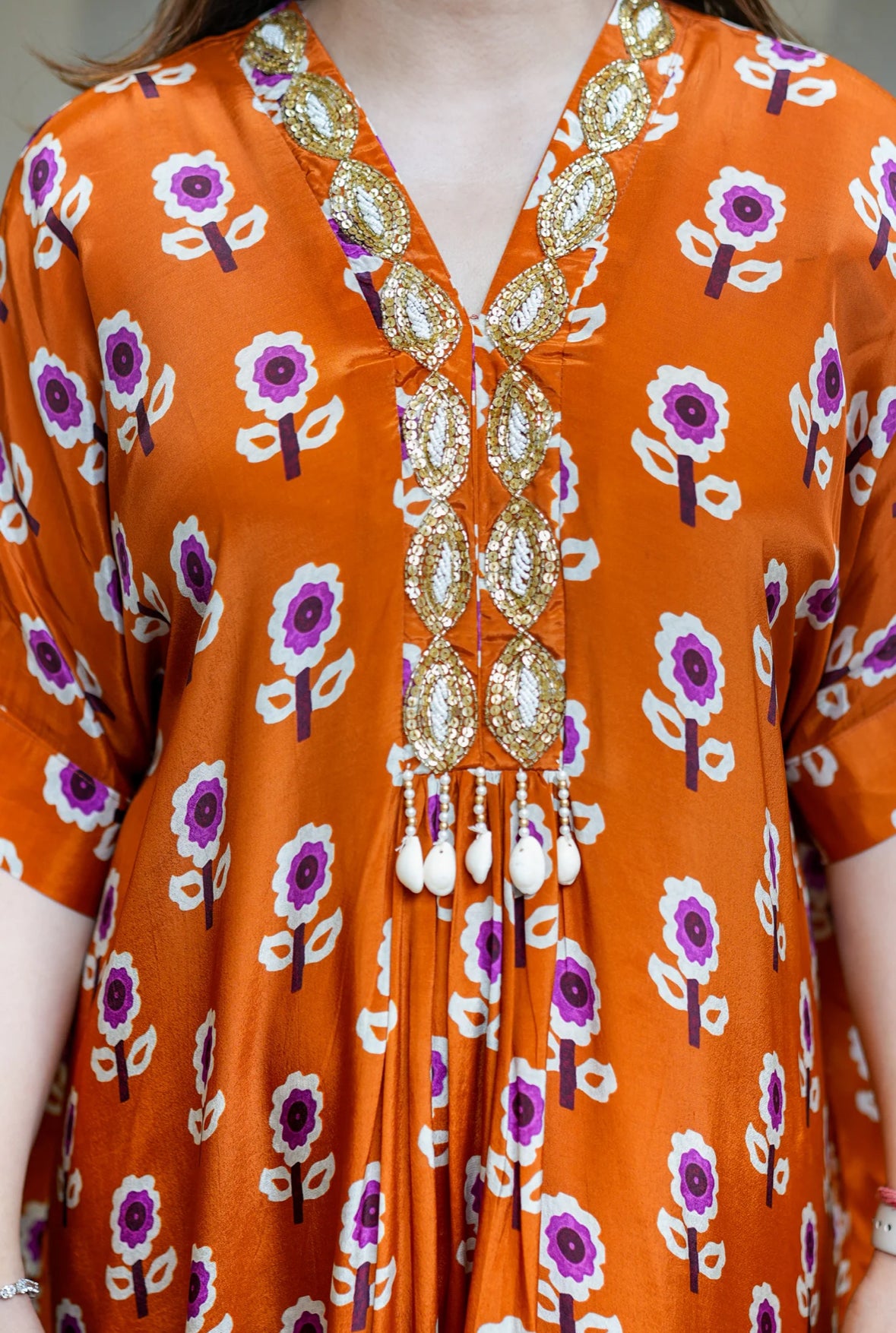 Pure Crepe Printed Designer Kaftan Style Gown