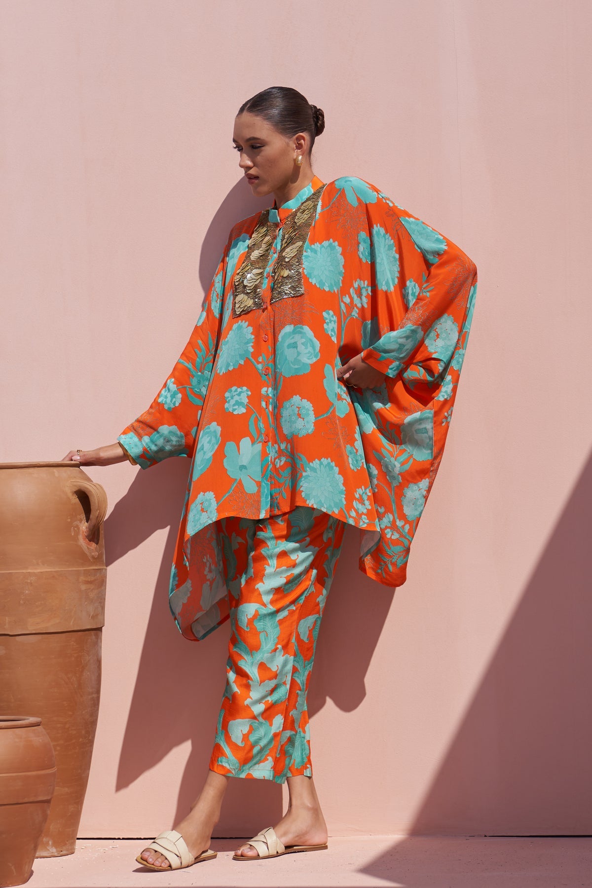 Orange Moroccan Kaftan Style Co-ord Set