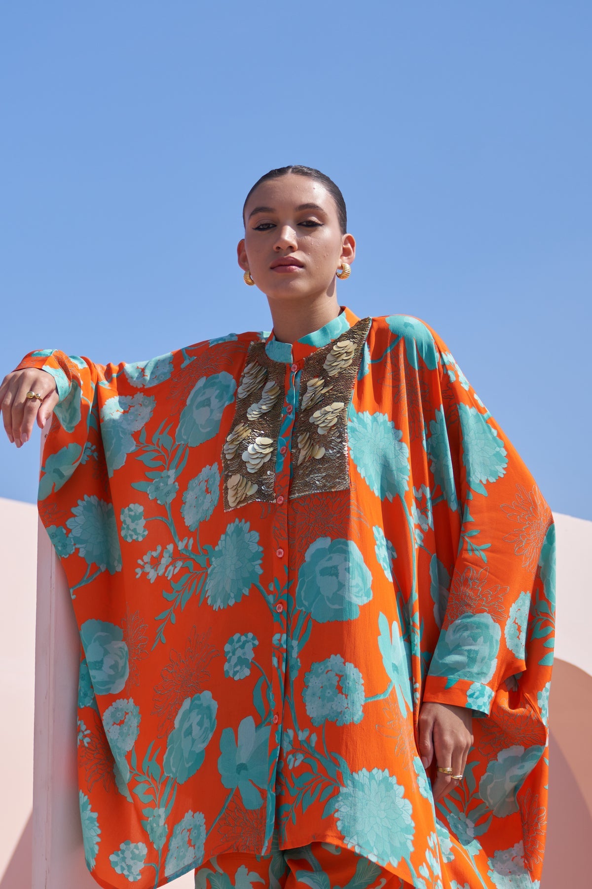 Orange Moroccan Kaftan Style Co-ord Set