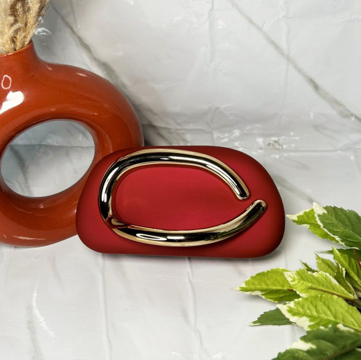Designer Sculpted Handle C Clutch With Sling