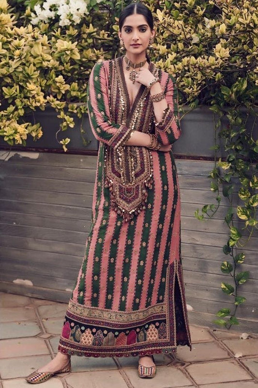 Sonam Kapoor Inspired Pure Crepe Designer Printed Kaftan Dress