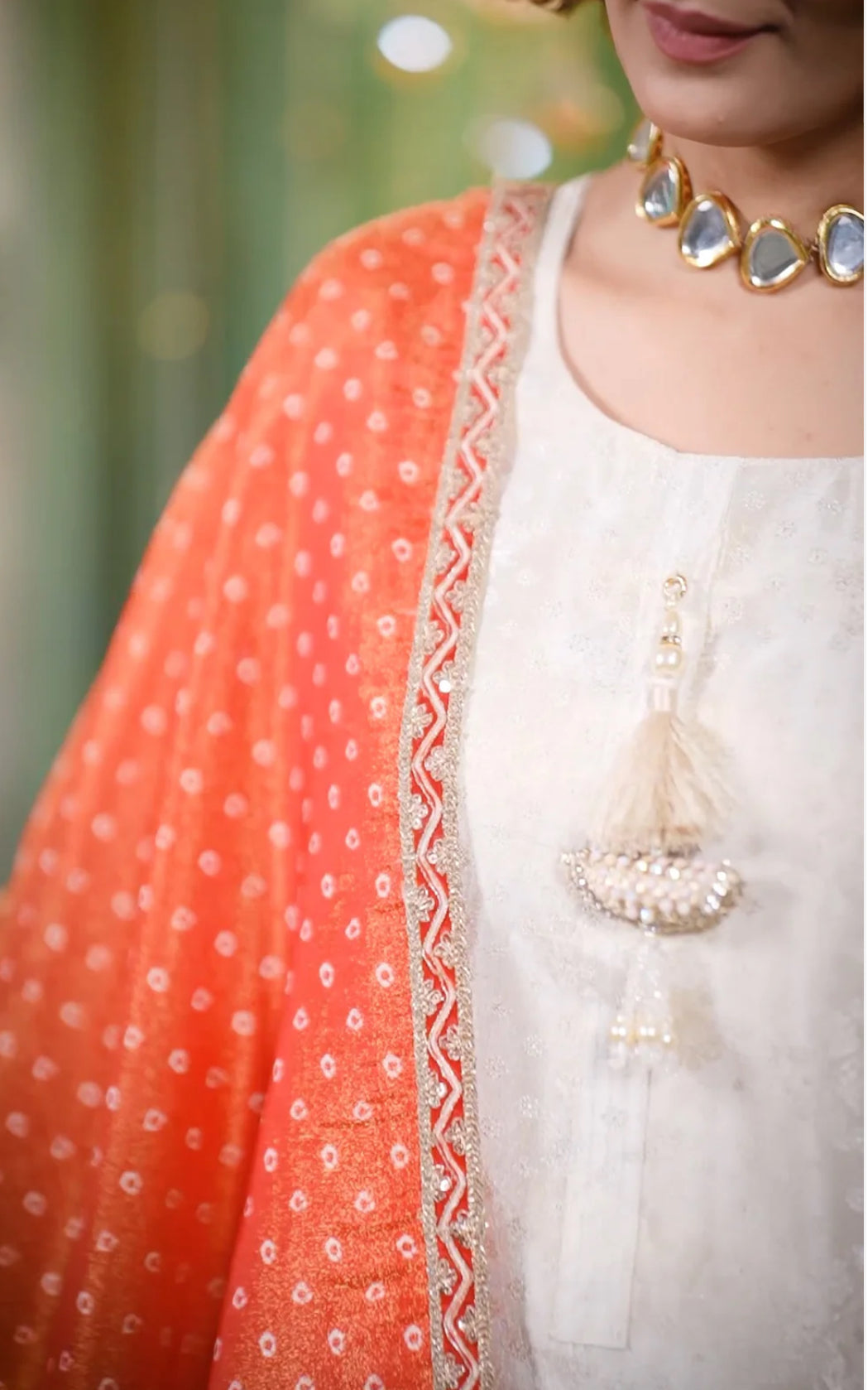 Partywear Shimmer Tissue Silk Suit with straight pants and dupatta