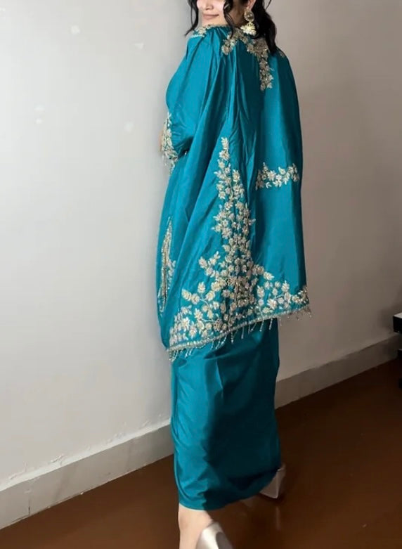 Partywear designer kaftan tunic with dhoti skirt