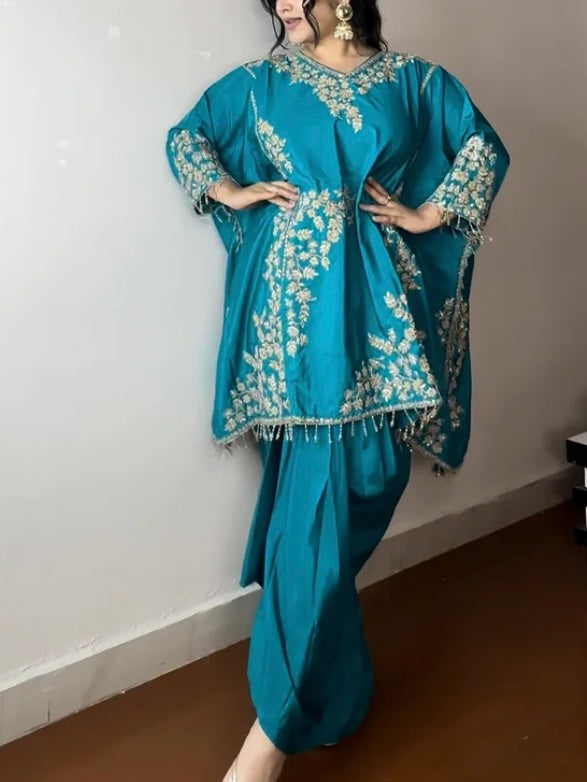 Partywear designer kaftan tunic with dhoti skirt