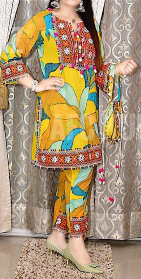 Multicolor Pure Cotton Boho Co-ord Set