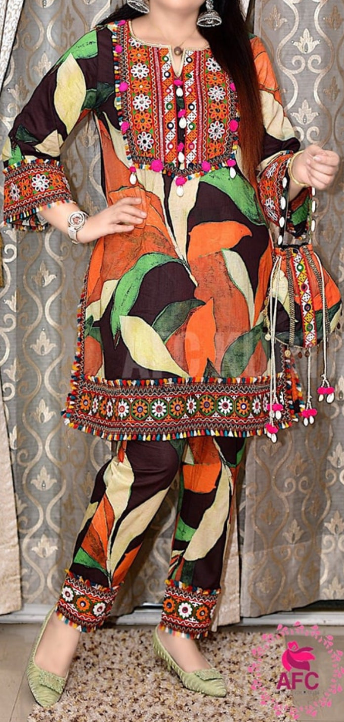 Multicolor Pure Cotton Boho Co-ord Set