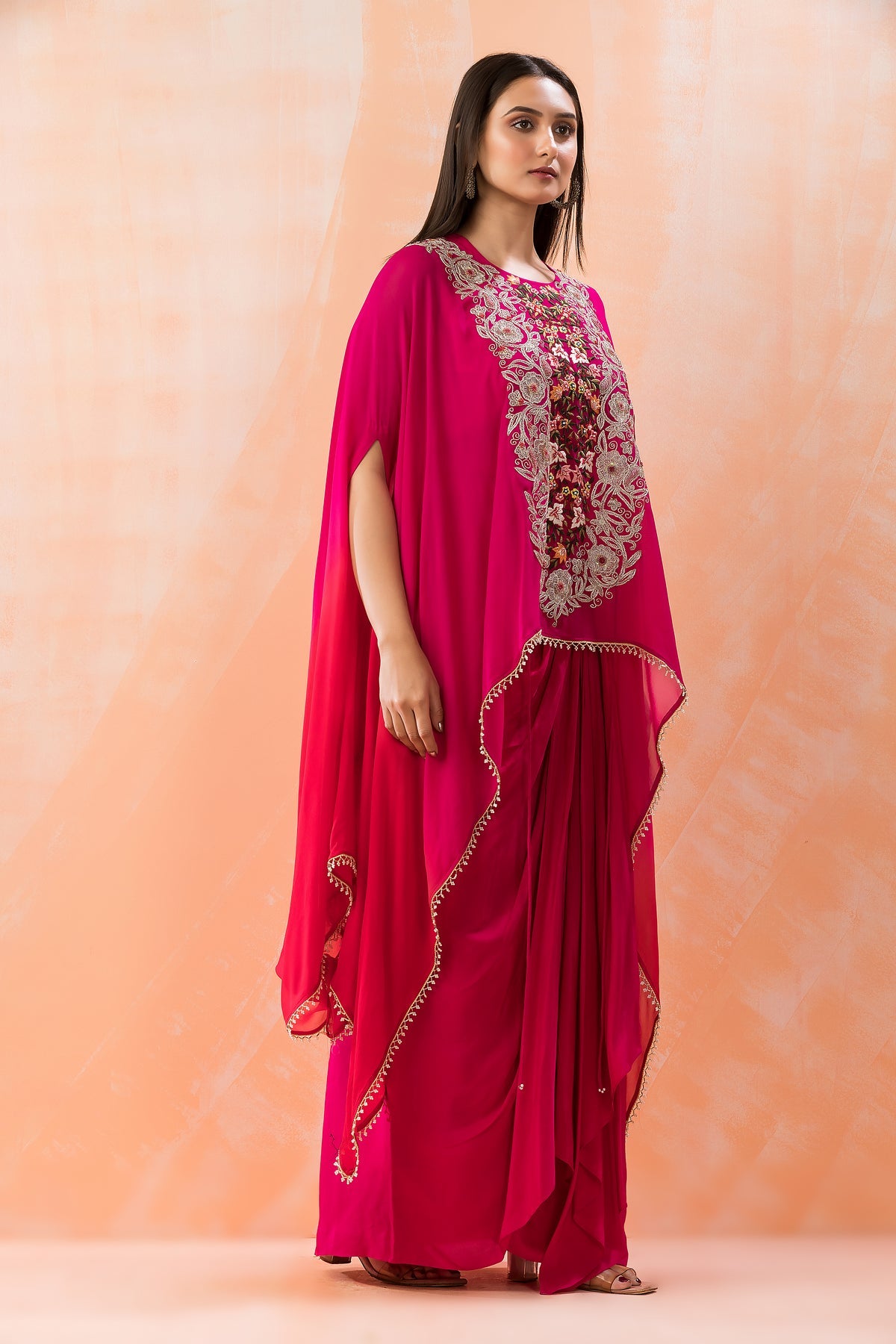 Partywear designer kaftan tunic with dhoti skirt