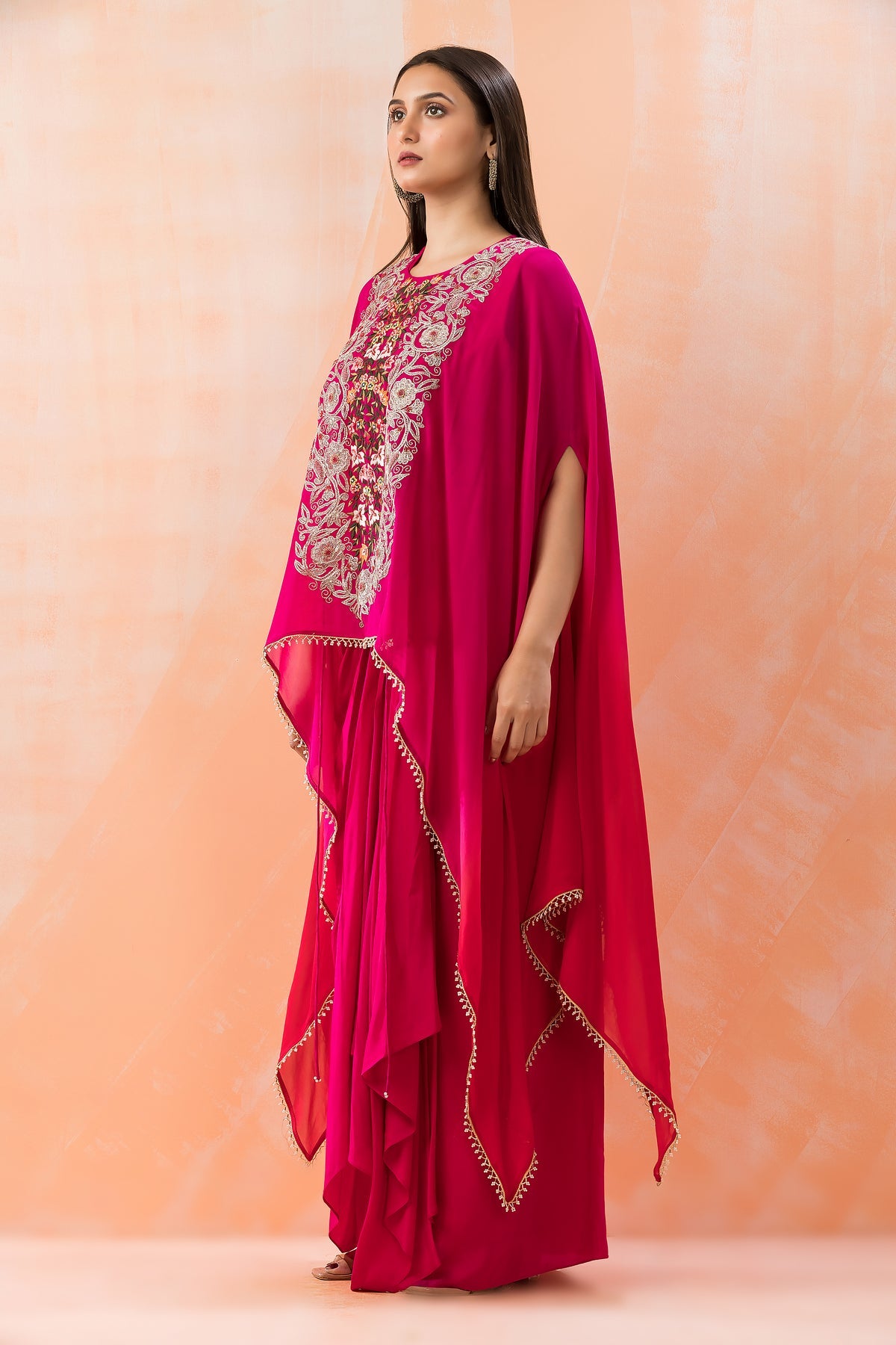 Partywear designer kaftan tunic with dhoti skirt