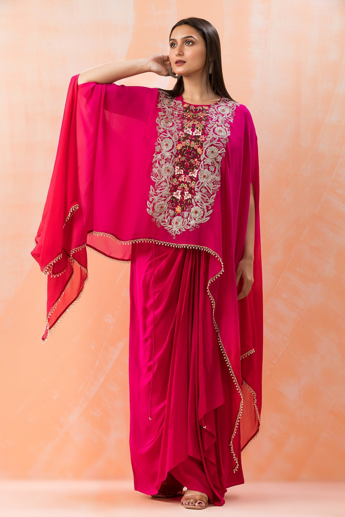 Partywear designer kaftan tunic with dhoti skirt