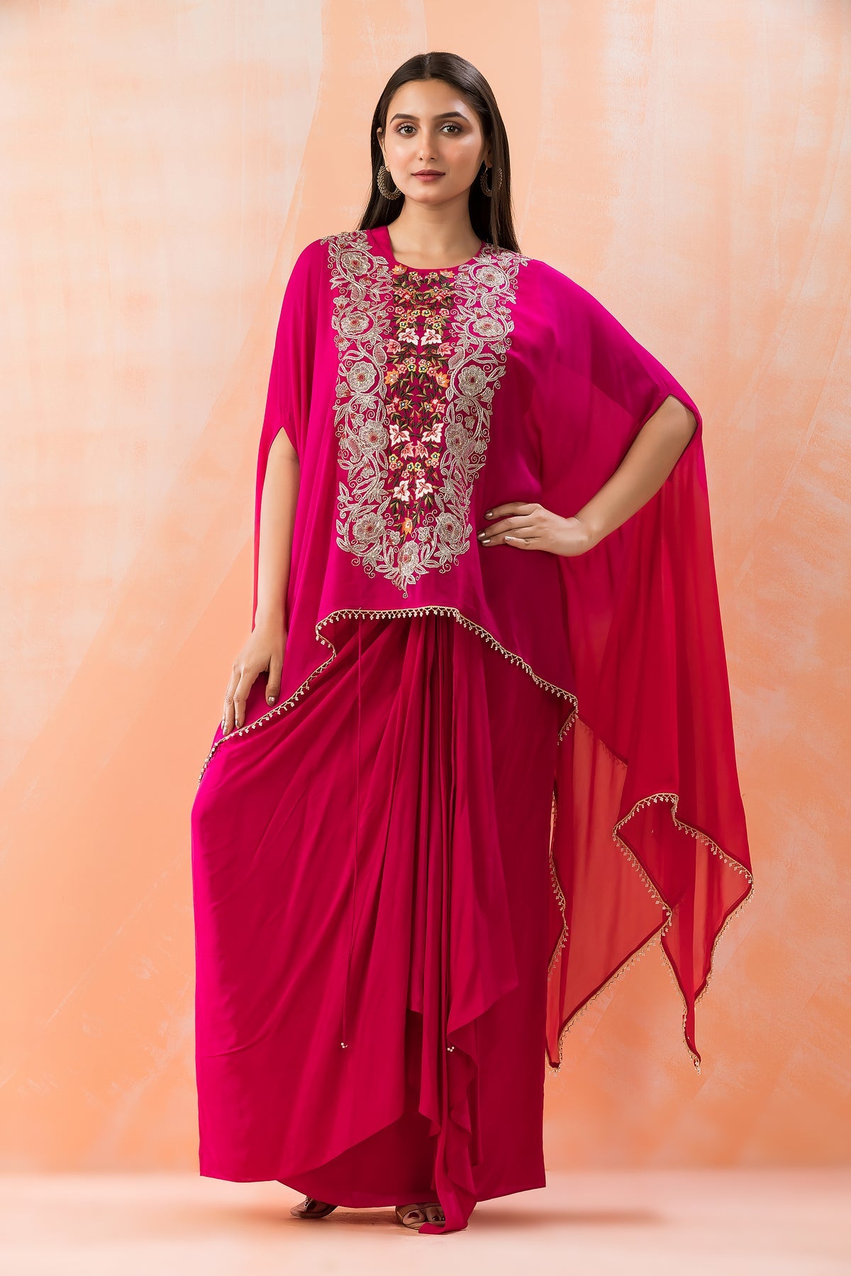 Partywear designer kaftan tunic with dhoti skirt