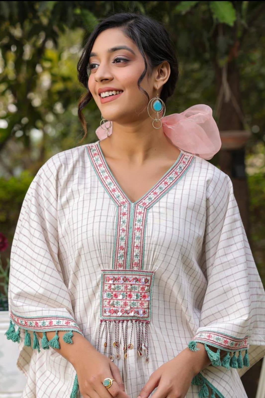 Khadi Cotton Embroidered Kaftan Style Coord Set