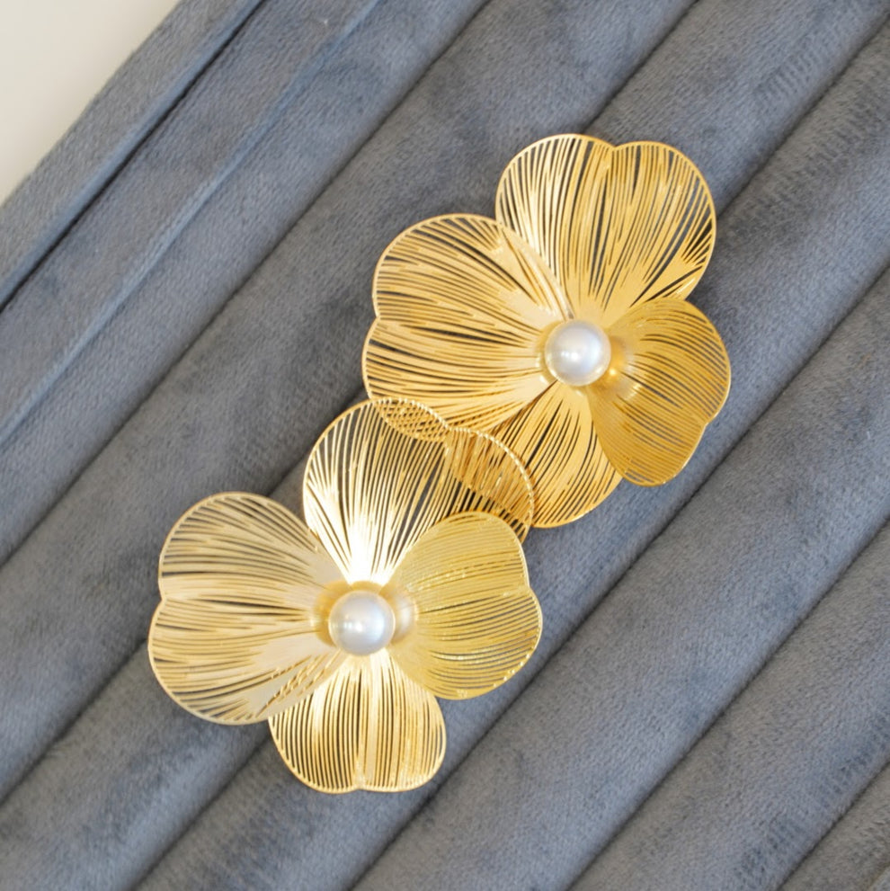 Partywear Celebrity Designer Floral Filgree Earrings for Women - 18K Gold Plated