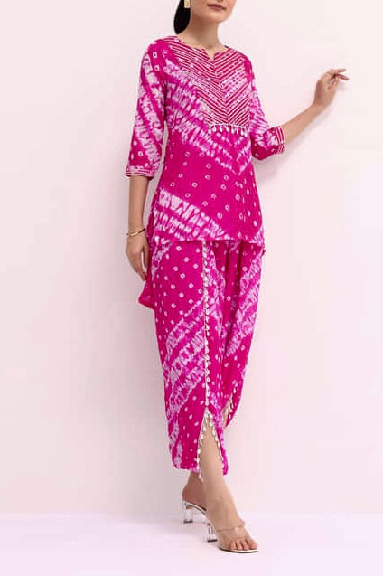 Gota Bandhej Pink Coord set