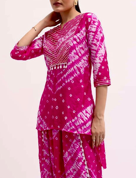 Gota Bandhej Pink Coord set