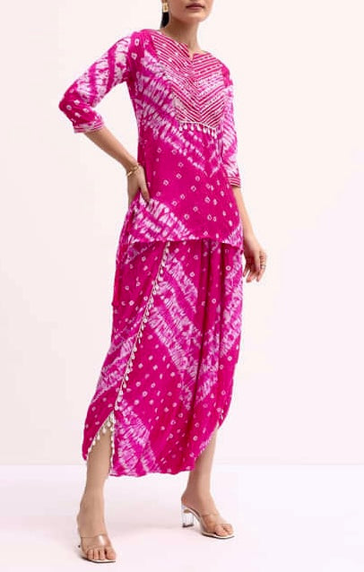Gota Bandhej Pink Coord set