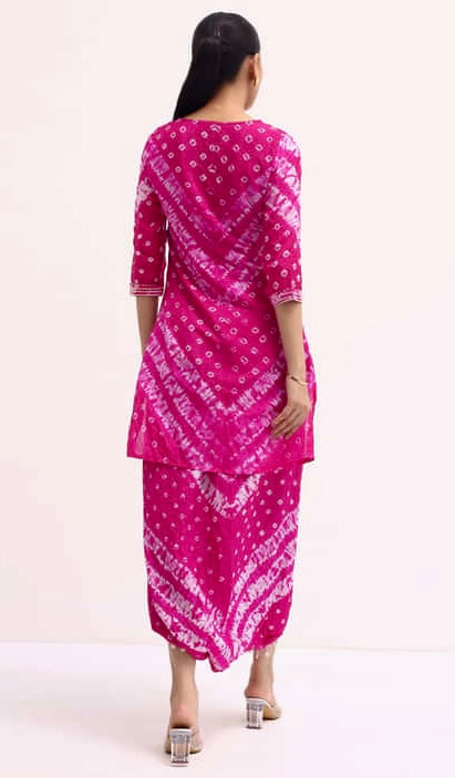Gota Bandhej Pink Coord set
