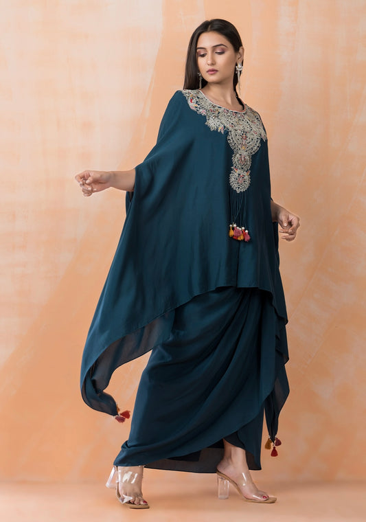 Partywear designer kaftan tunic with dhoti skirt
