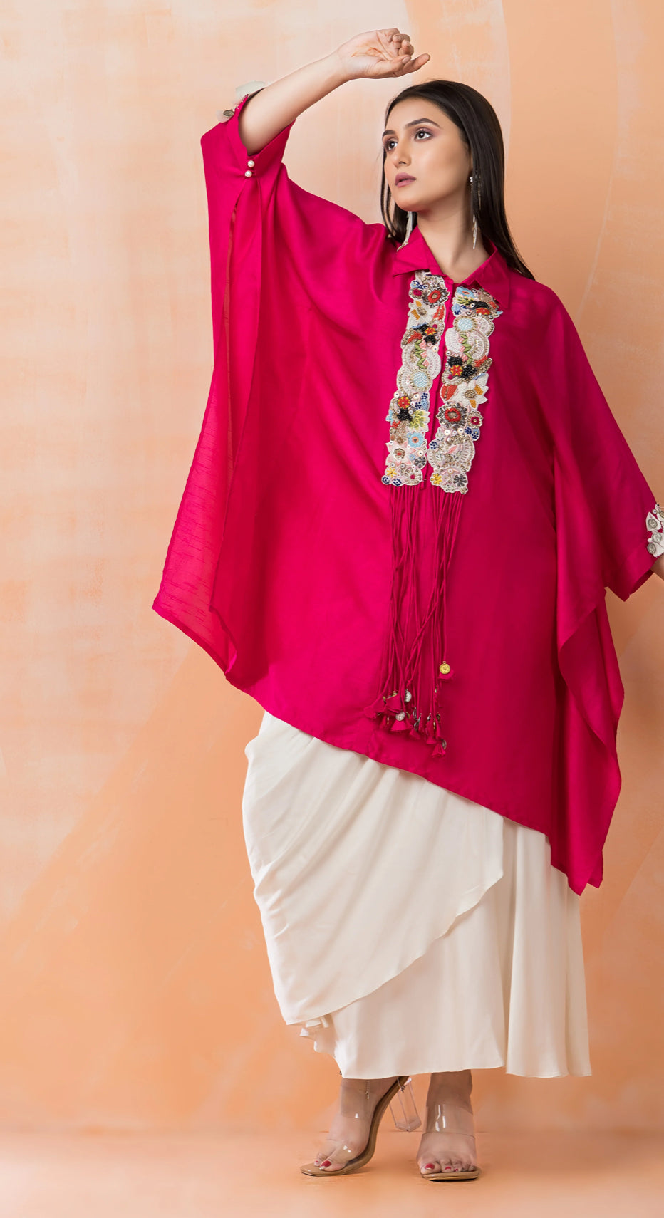 Partywear designer kaftan tunic with dhoti skirt