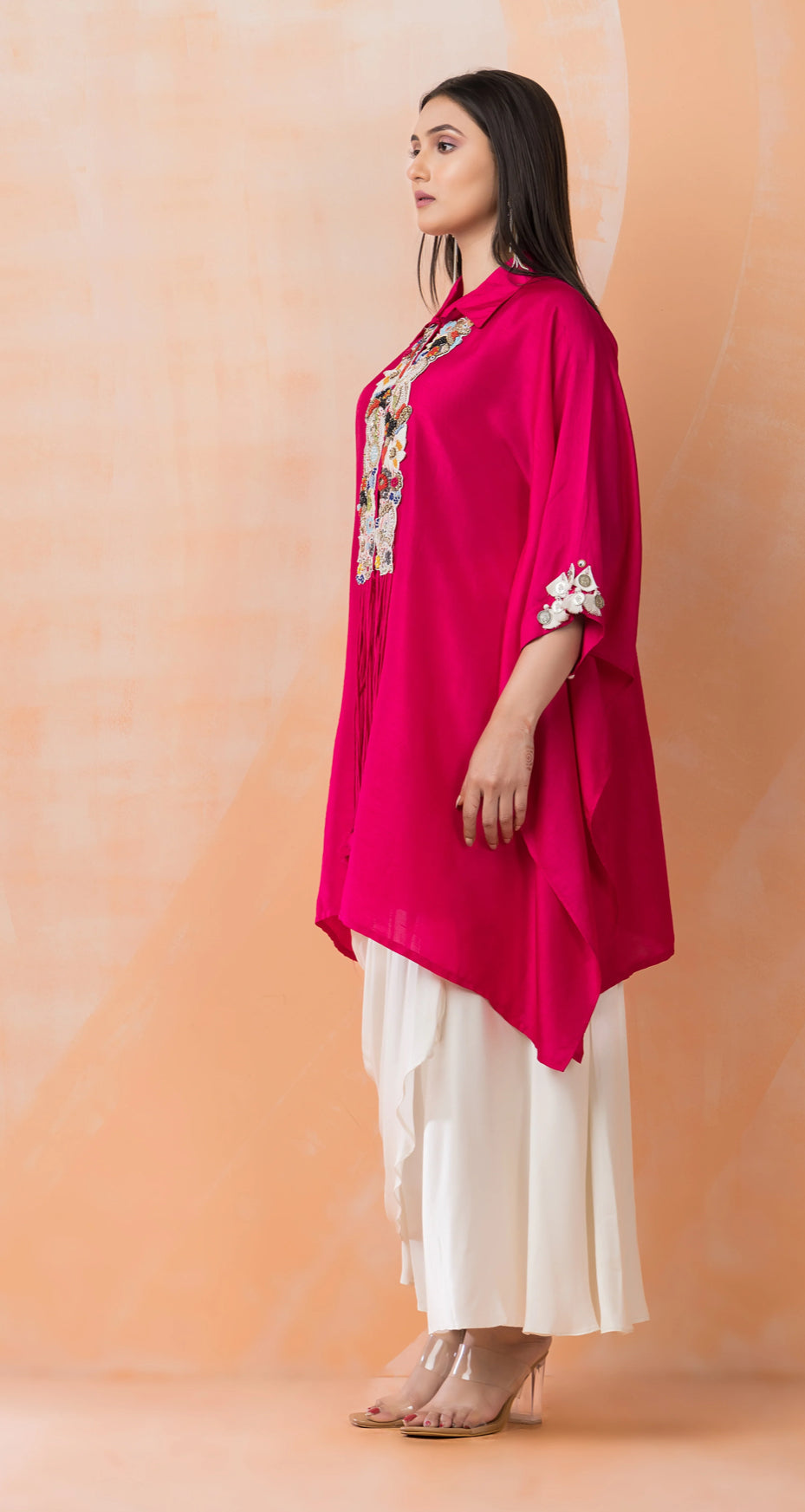 Partywear designer kaftan tunic with dhoti skirt