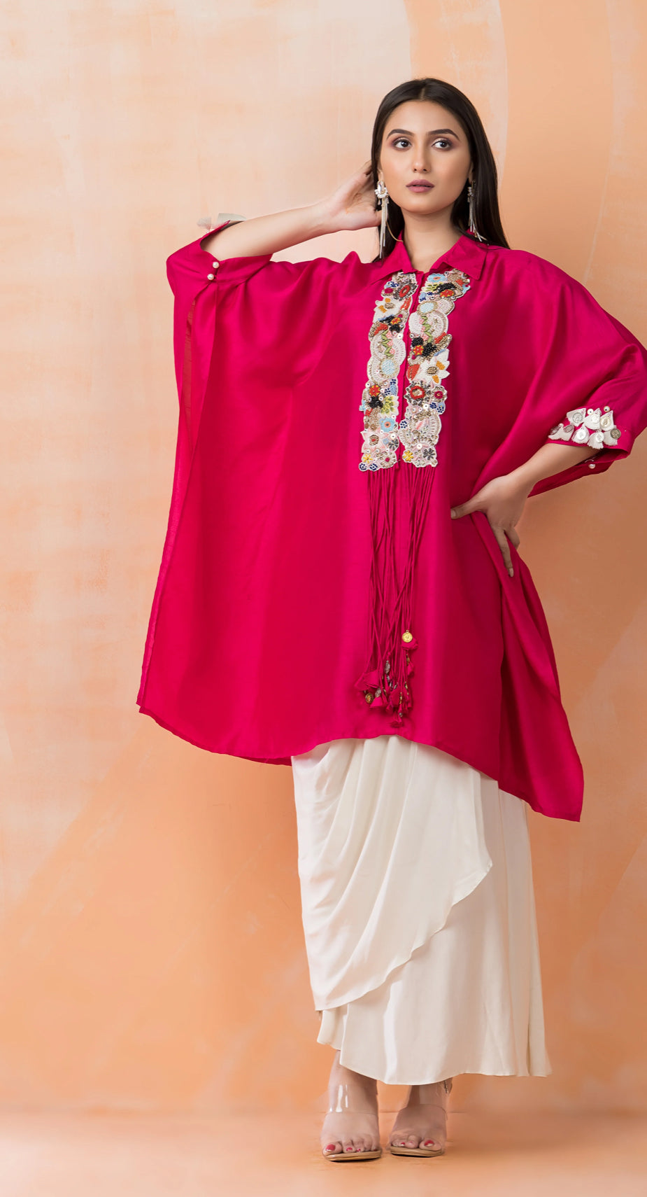 Partywear designer kaftan tunic with dhoti skirt