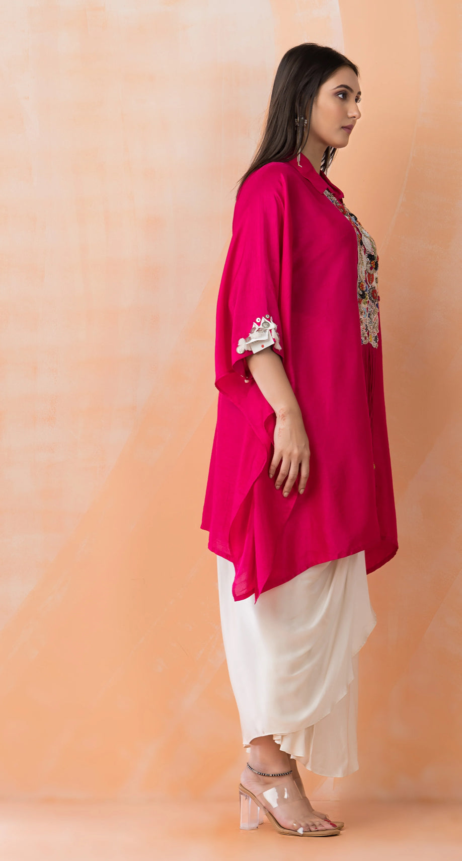 Partywear designer kaftan tunic with dhoti skirt