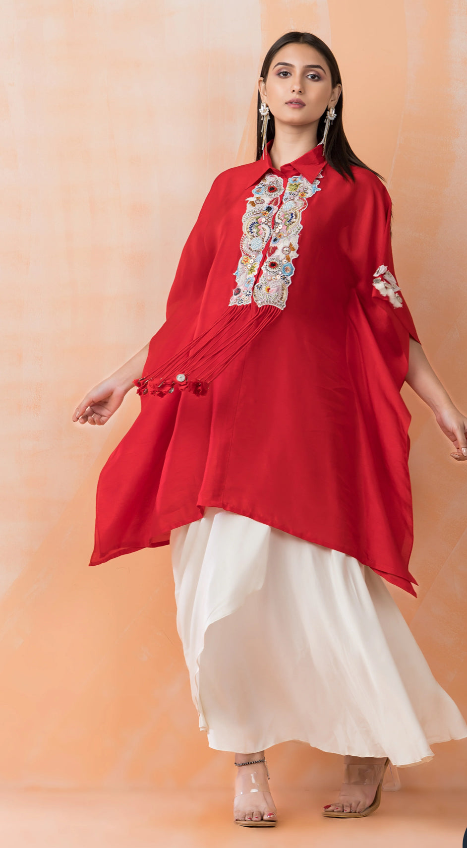 Partywear designer kaftan tunic with dhoti skirt