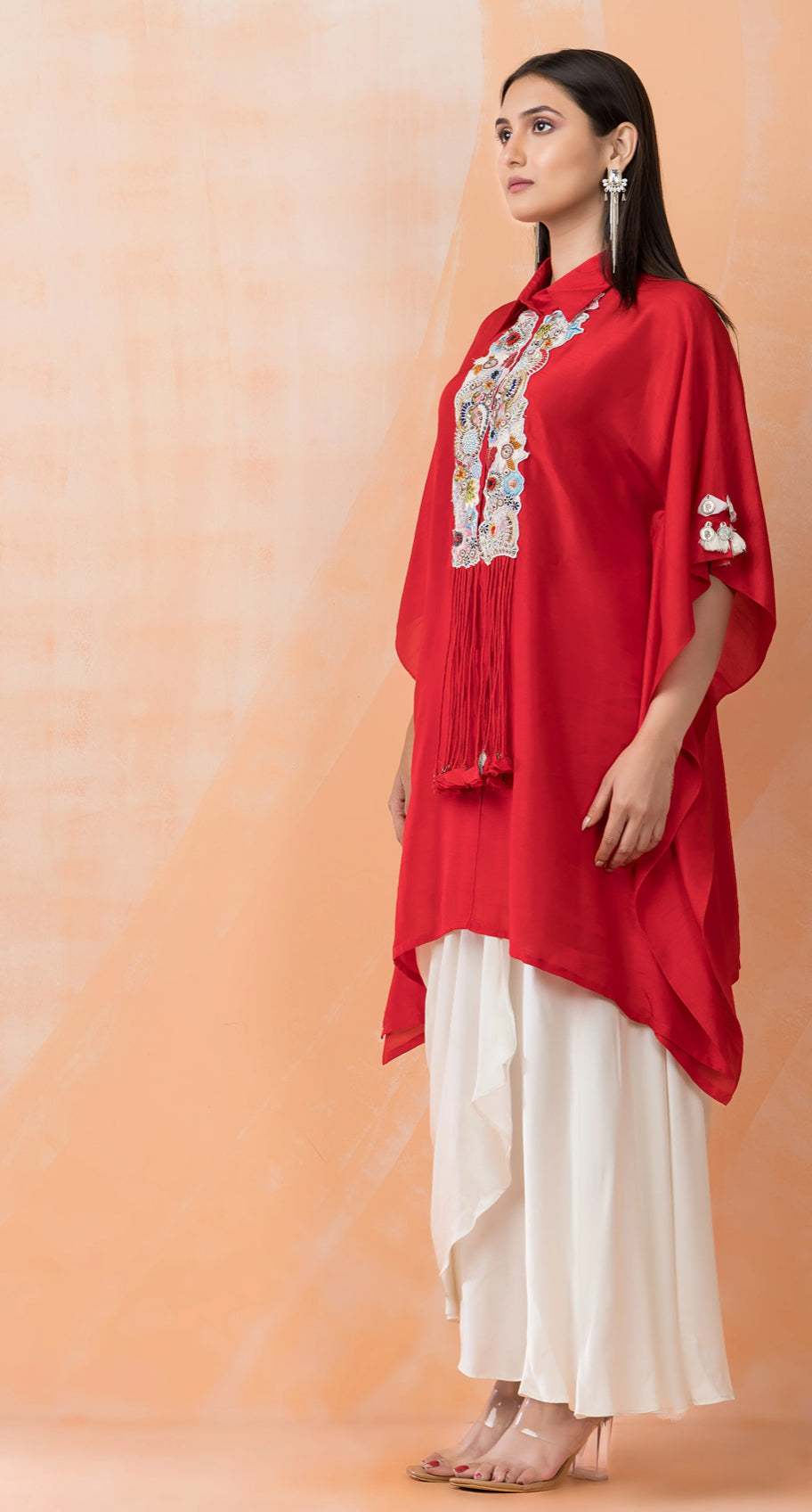 Partywear designer kaftan tunic with dhoti skirt