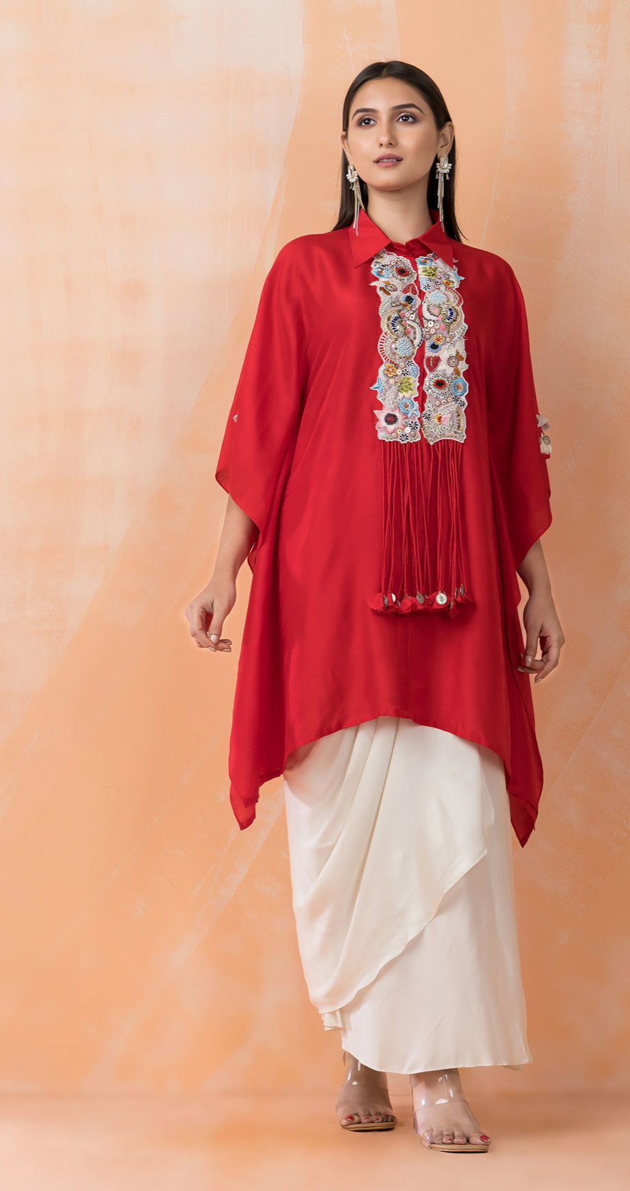 Partywear designer kaftan tunic with dhoti skirt