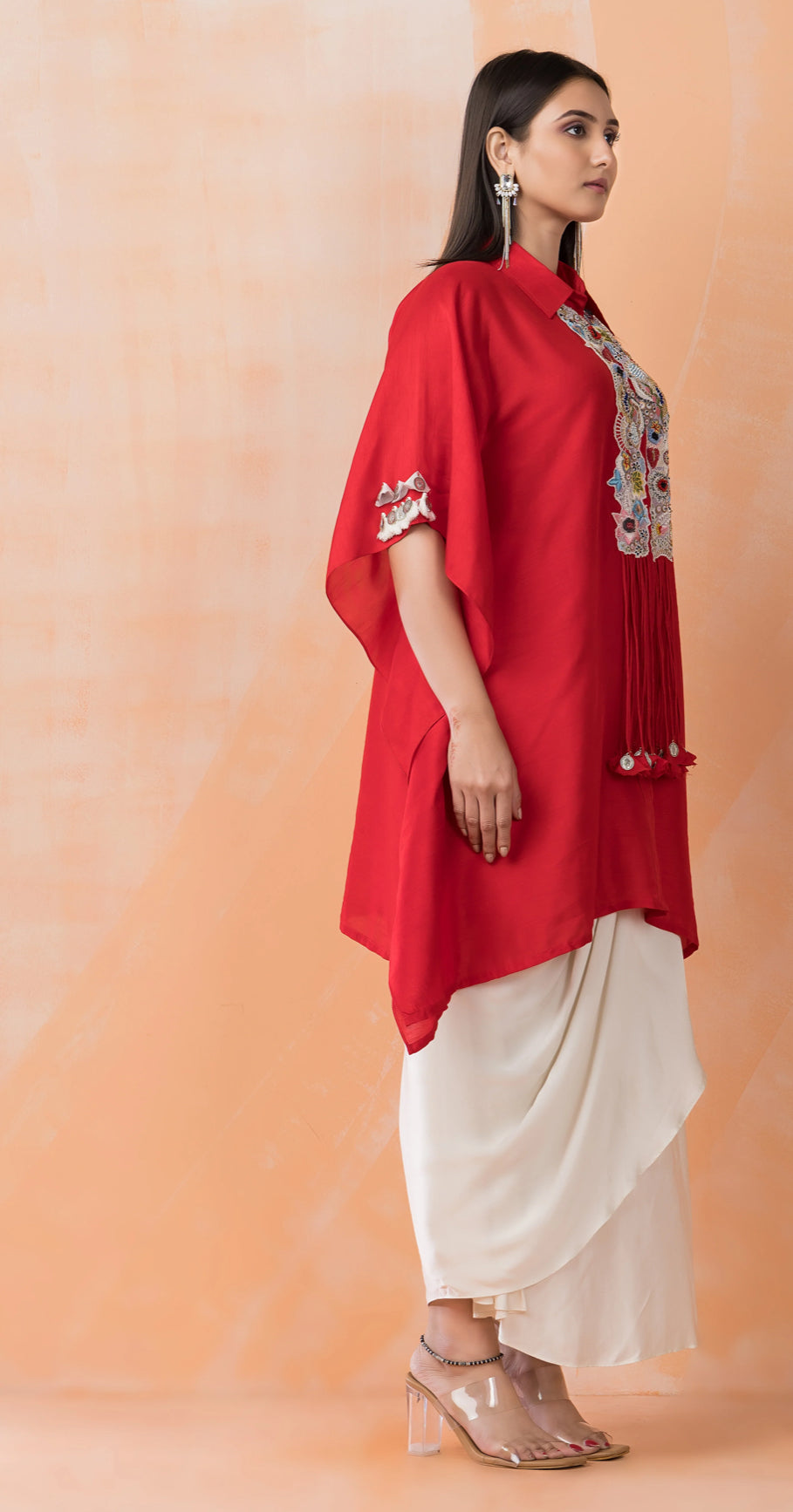 Partywear designer kaftan tunic with dhoti skirt